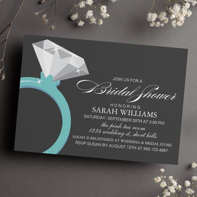 Blue Diamond Ring Bridal Shower Invitation (Creator Uploaded)