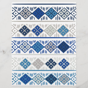 Blue Diamond Shape Design Scrapbook Paper: