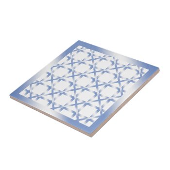 Blue Diamond Squared Ceramic Tile On White by karlajkitty at Zazzle