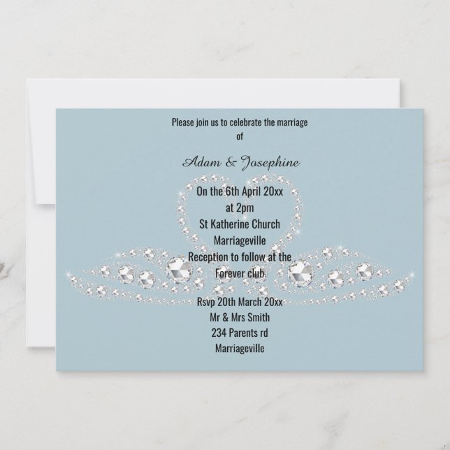 BLUE DIAMOND SWAN ELEGANT WEDDING INVITATION (Front)