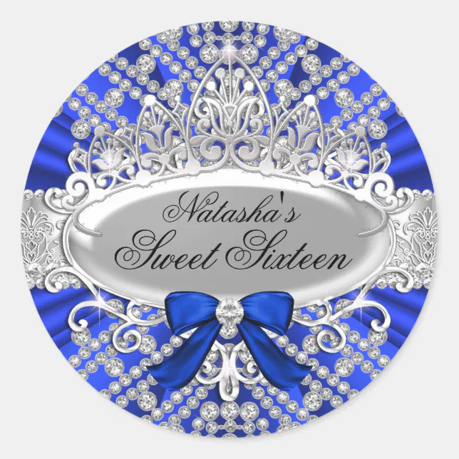 Blue Diamond And Tiara Sweet 16 Sticker Zazzle