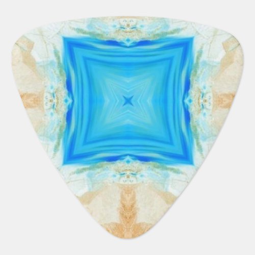 Blue diamond turquoise cream geometric art guitar pick