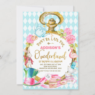  Dolimifa Alice in Wonderland 1st Birthday Invitations