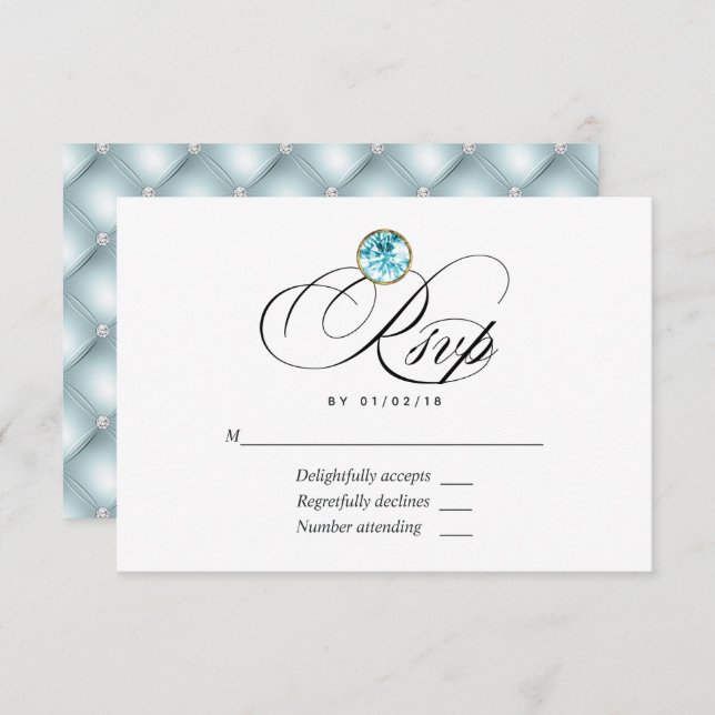 Blue Diamond Wedding RSVP Card (Front/Back)