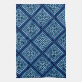 Blue Diamond with Mosaic Pattern Kitchen Towel