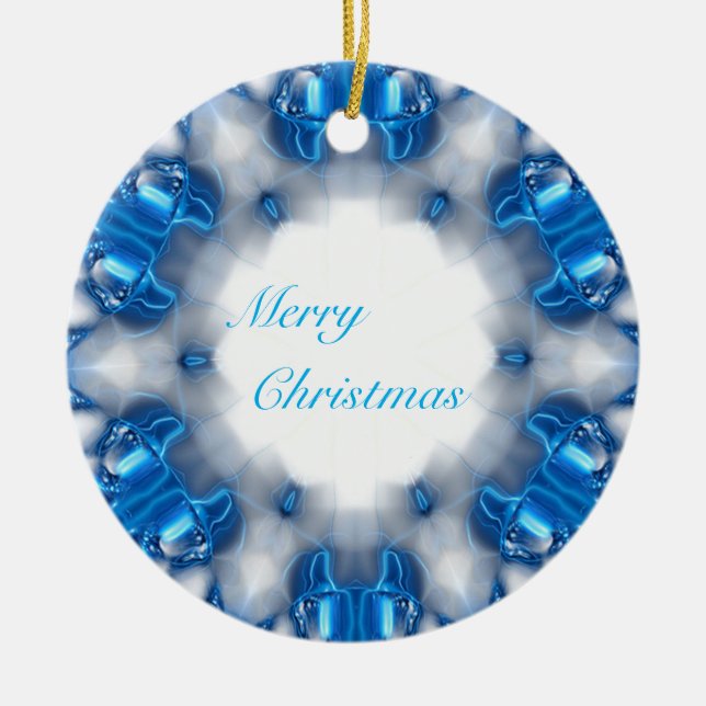 Blue Diamonds Ceramic Ornament (Front)