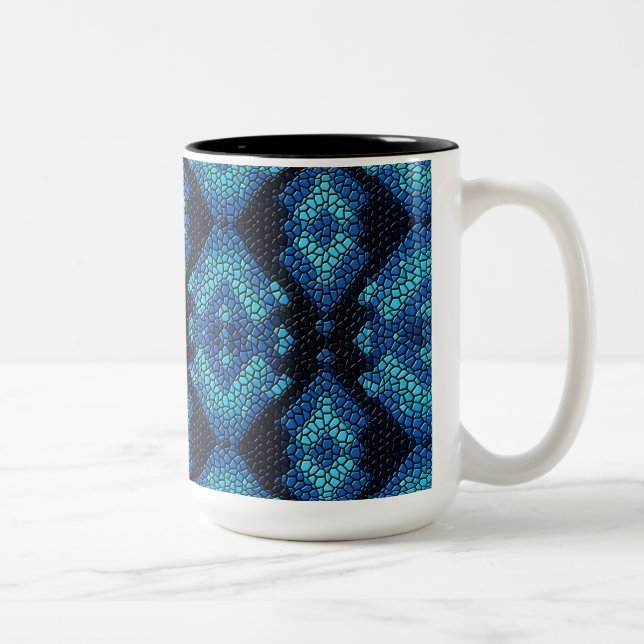 Blue Diamonds Mosaic Tiles Pattern Mug (Right)