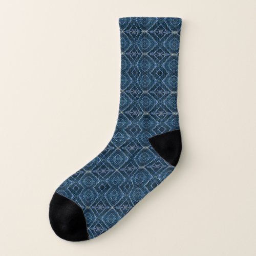 Blue diamonds motif fancy pattern design socks