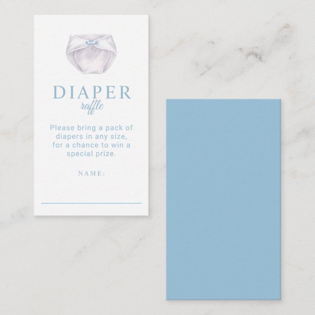 Blue Diaper Raffle Card for Boy Baby Shower (Front/Back)