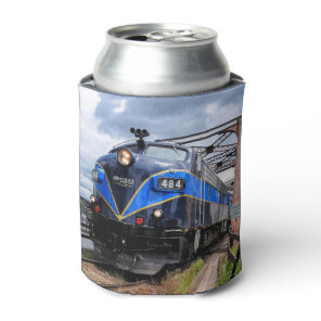 Blue Diesel Engine Locomotive on Bridge Railfan Ca Can Cooler
