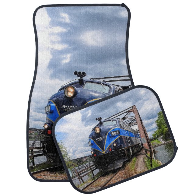 Blue Diesel Locomotive Engine Train Railroad Car Floor Mat (Set)