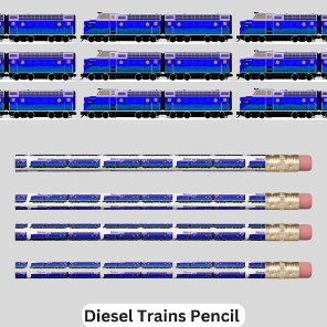 Blue Diesel Locomotive Railroad Engine for Railfan Pencil