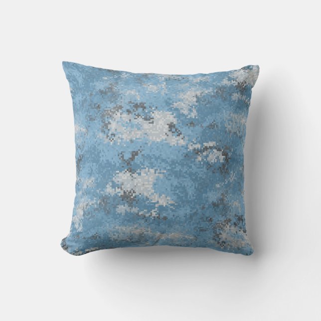 Blue Digi Camo Throw Pillow (Front)