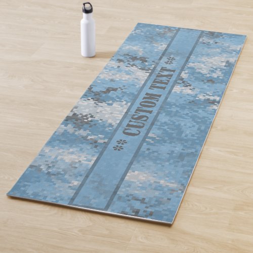 Blue Digi Camo w Custom Text Yoga Mat