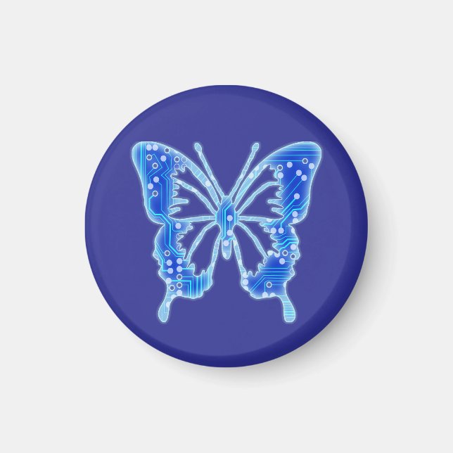 Blue Digital Butterfly, customize background  Magnet (Front)