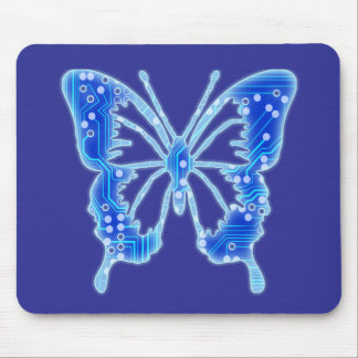 Blue Digital Butterfly, customize background Mouse Pad