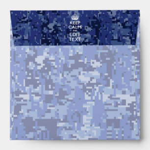 Blue digital camo KEEP CALM AND Edit Text Envelope