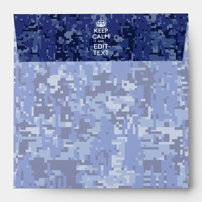 Blue digital camo KEEP CALM AND Edit Text Envelope (Back (Top Flap))