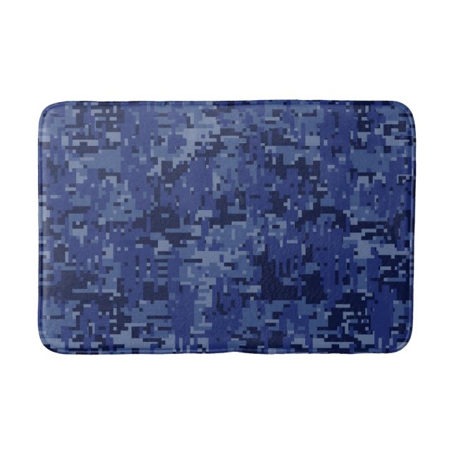 Blue Digital Camouflage Decor Bathroom Mat (Front)