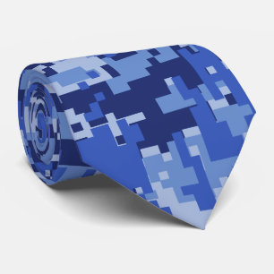 Blue Digital Camouflage Decor Tie