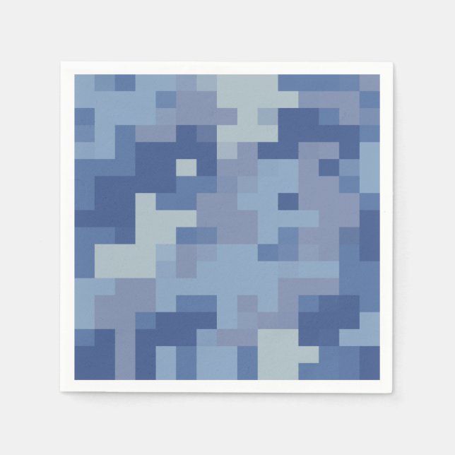 Blue Digital Camouflage Paper Napkins (Front)