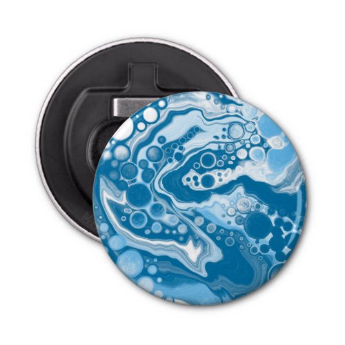  Blue Digital Fluid Art Marble Pour Painting Cells Bottle Opener
