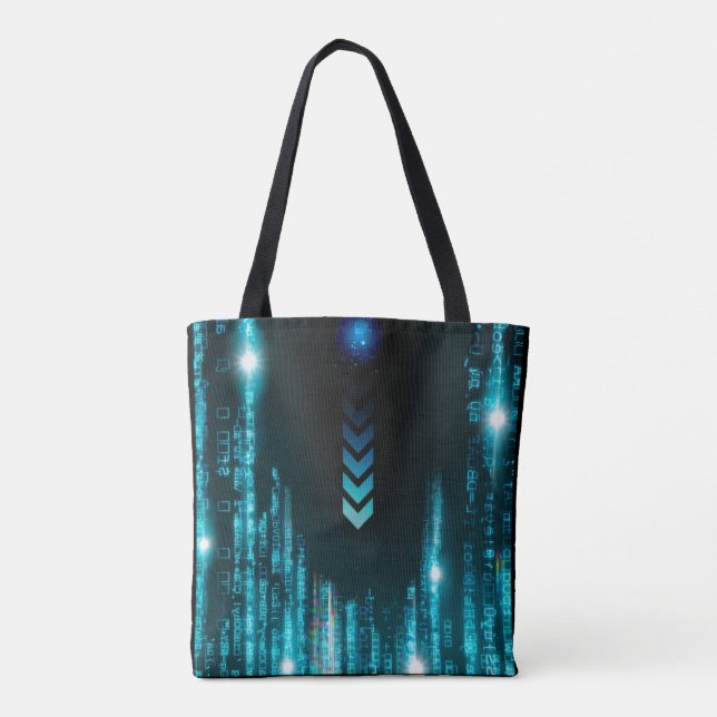 Blue Digital Galaxy Starry Space Tote Bags (Back)