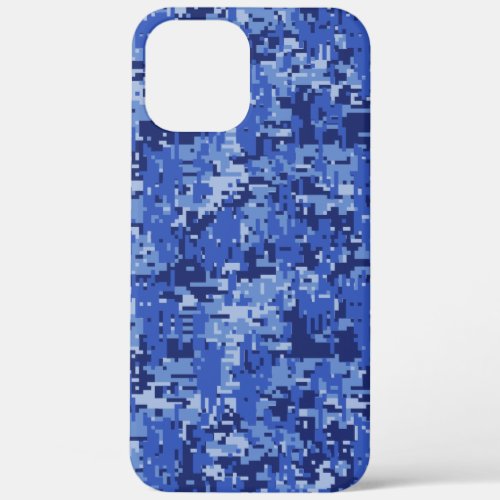 Blue Digital Pixels Camouflage Decor Texture iPhone 12 Pro Max Case