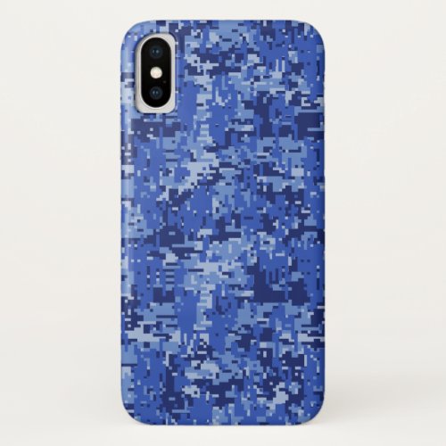 Blue Digital Pixels Camouflage Decor Texture iPhone XS Case