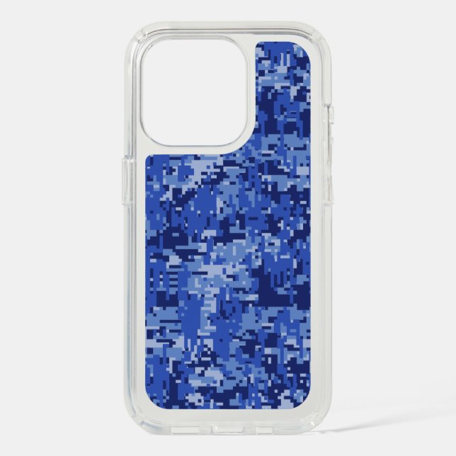 Blue Digital Pixels Camouflage Decor Texture Speck iPhone Case (Front)