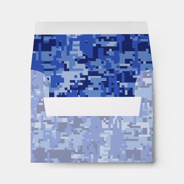 Blue Digital Pixels Camouflage Texture Envelope (Back (Bottom))