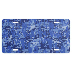 Blue Digital Pixels Camouflage Texture License Plate