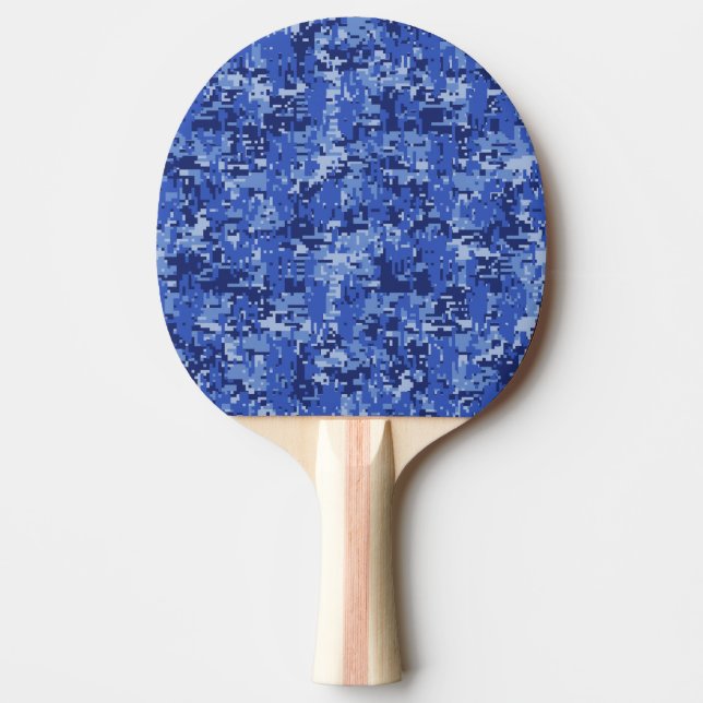 Blue Digital Pixels Camouflage Texture Ping Pong Paddle (Front)