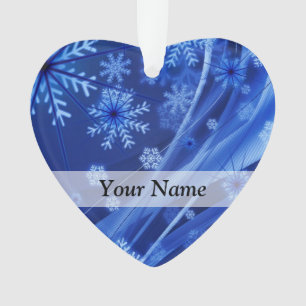 Blue digital snowflake pattern ornament