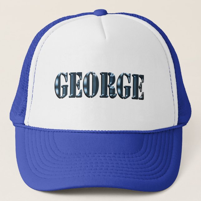 Blue Dimensional George Name Logo,  Trucker Hat (Front)