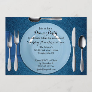 Blue Dinner Party Invitation