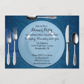 Blue Dinner Party Invitation