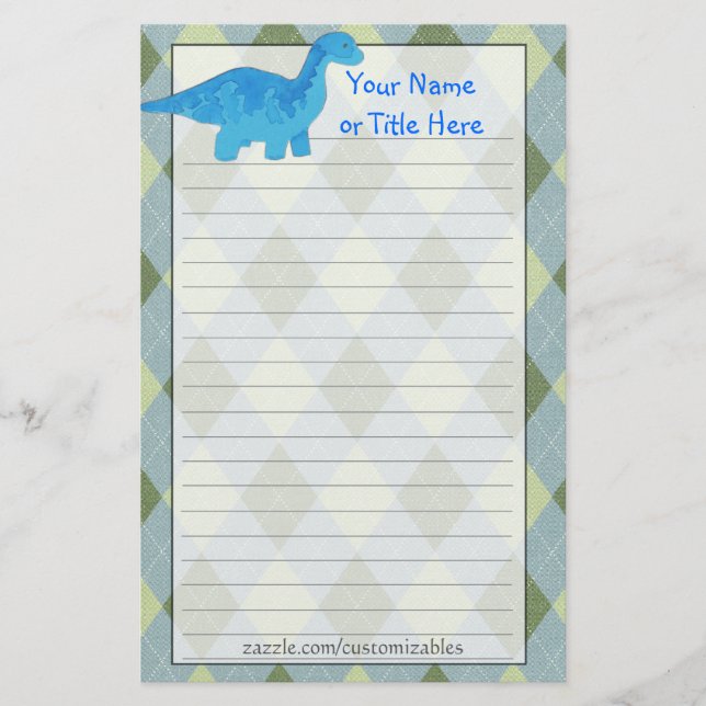 Blue Dino Stationery (Front)