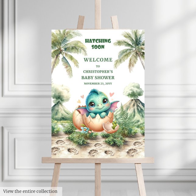Blue Dinosaur Baby Shower Welcome Hatching Soon Foam Board (Blue Dinosaur Baby Shower Welcome Hatching Soon)