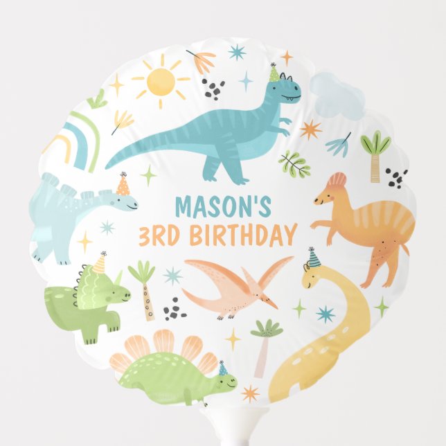 Blue Dinosaur Birthday Party  Balloon (Front)