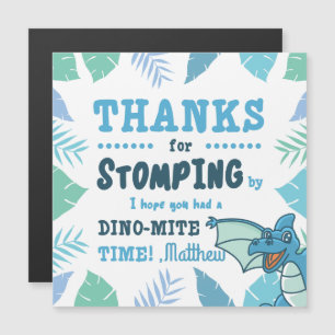 Blue Dinosaur Birthday Party Thank you Magnetic Invitation