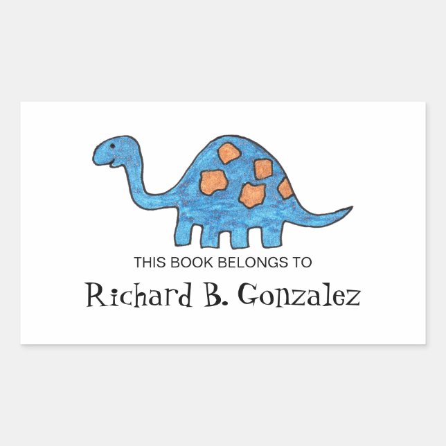 Blue Dinosaur Bookplates (Front)