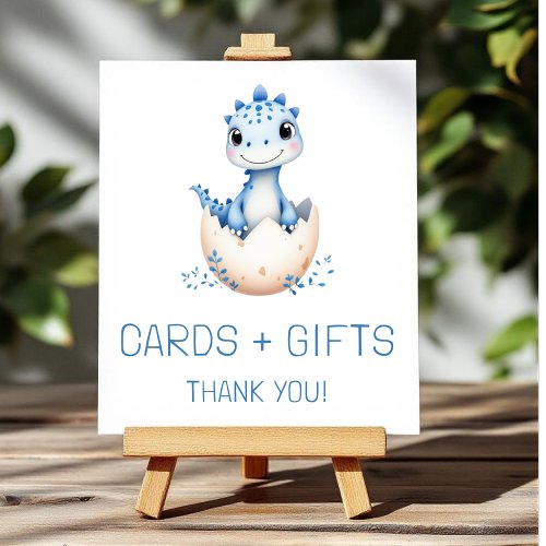 Blue Dinosaur Cards and Gifts Baby Shower Sign by Pretty Girly Designs