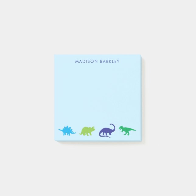 Blue Dinosaur Cute Kid's Dino Post-it Notes (Front)