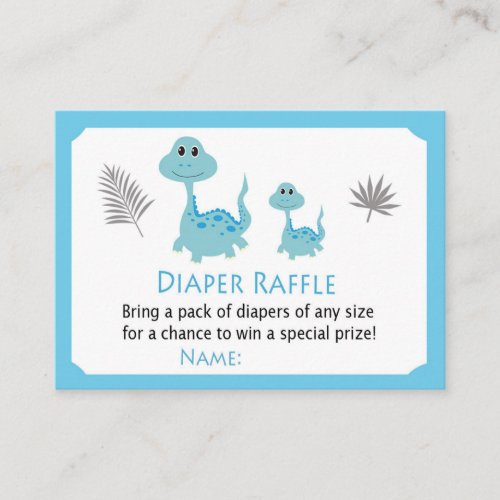 Blue dinosaur Diaper Raffle Tickets