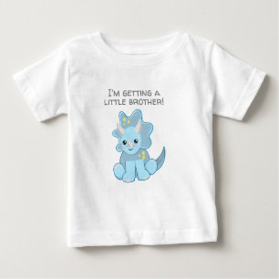 Blue Dinosaur Getting a Little Brother Baby T-Shirt