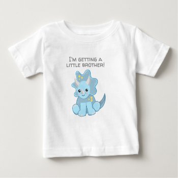 Blue Dinosaur Getting A Little Brother Baby T-shirt by LittleThingsDesigns at Zazzle