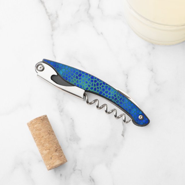 Blue Dinosaur Hide Waiter's Corkscrew (Front)