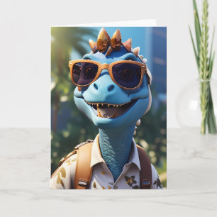 Blue Dinosaur Hiker Card