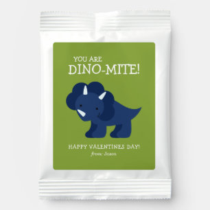 Blue Dinosaur Kids School Valentines Hot Chocolate Drink Mix